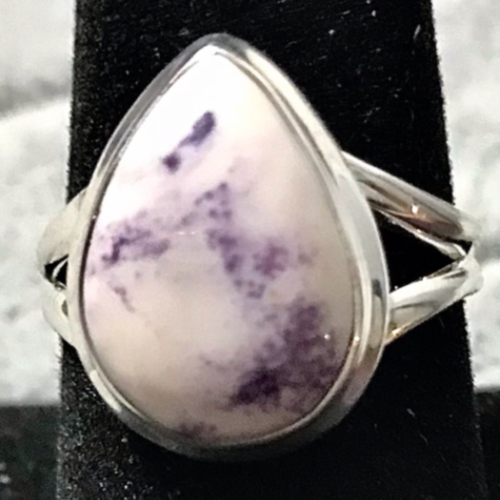 New Sterling Silver Mexican Morado Purple Violet Flame Opal Ring Size 8.75